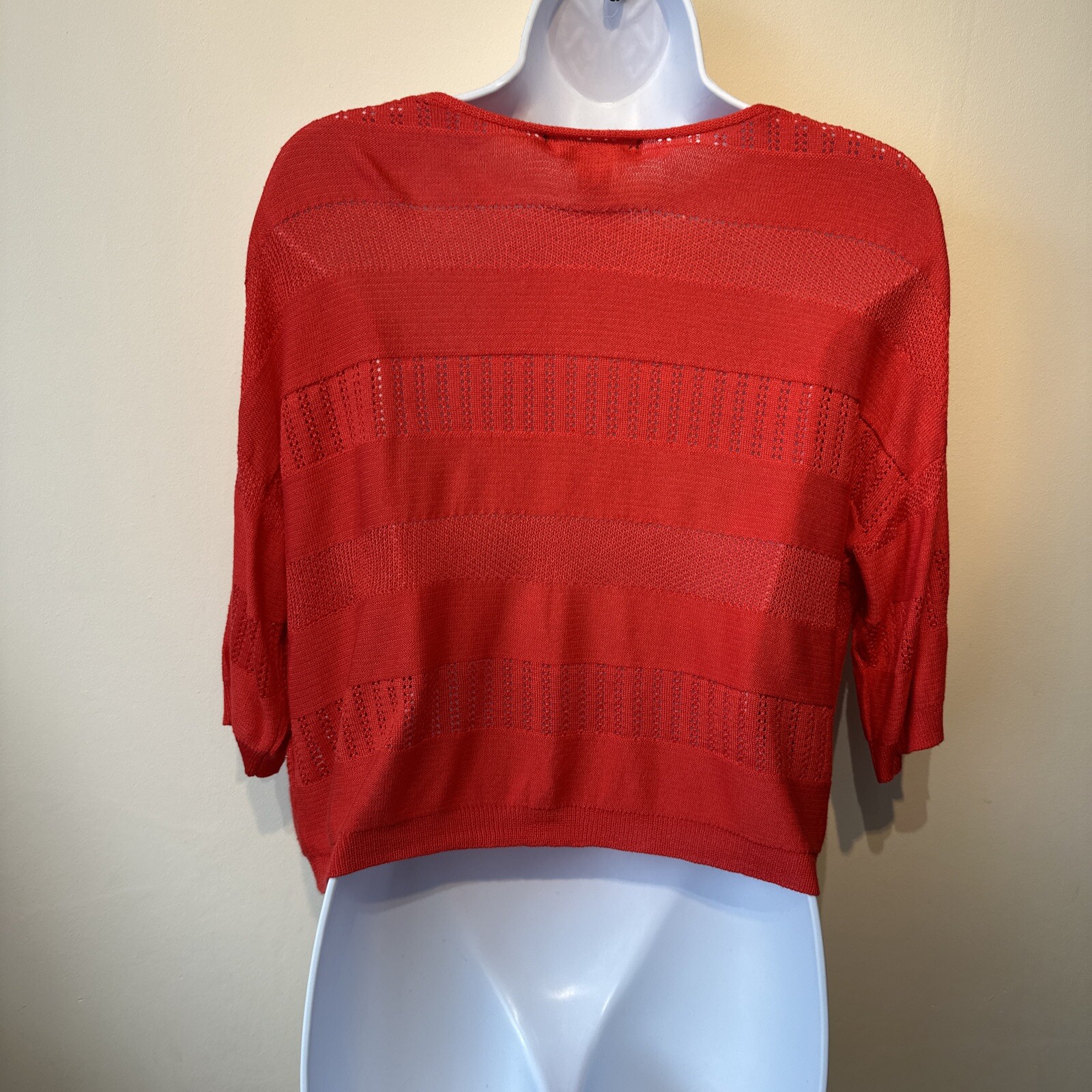 RED CROP CARDIGAN SHRUG KNIT JACKET ANY SEASON ANY OCCASION SZ L 16