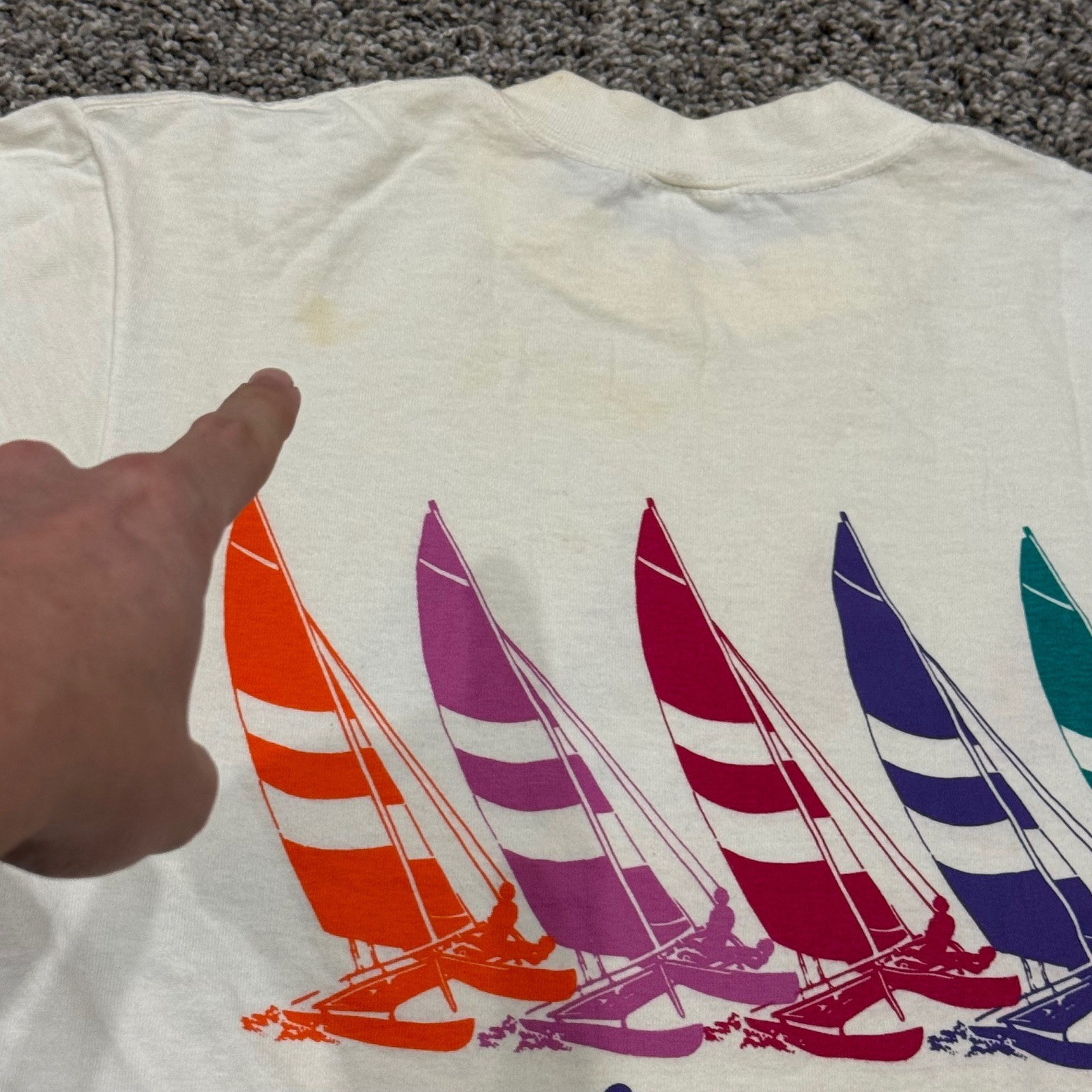 VTG 90s Crazy Shirts Laguna Beach Sailboat Graphic TShirt Mens M White Single