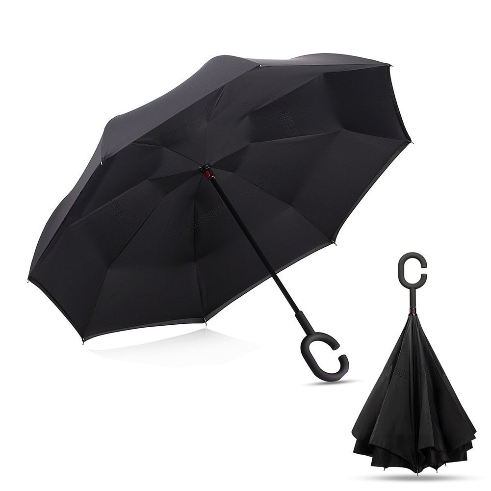 Reverse Folding Inverted Umbrella Double Layer Wind Proof UV Proof Inside out