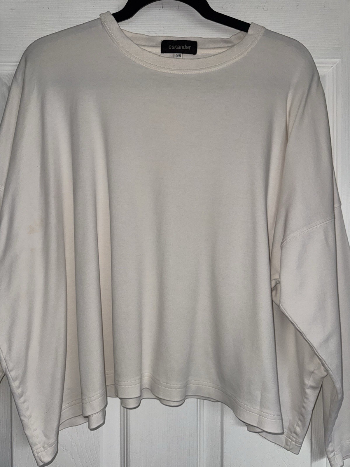 ESKANDAR Neiman Marcus Boat Neck Pima Cotton Soft Long Sleeve Tee Shirt One Size