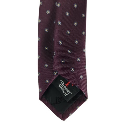 Vtg. Robert Talbott/Jack Henry Burgundy White Foulard Daisies 100% Silk Tie