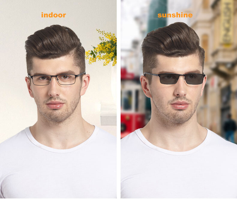 New Men’s Photochromic Gray Single Vision Reading Glasses Sunglasses +1.00~+4.00