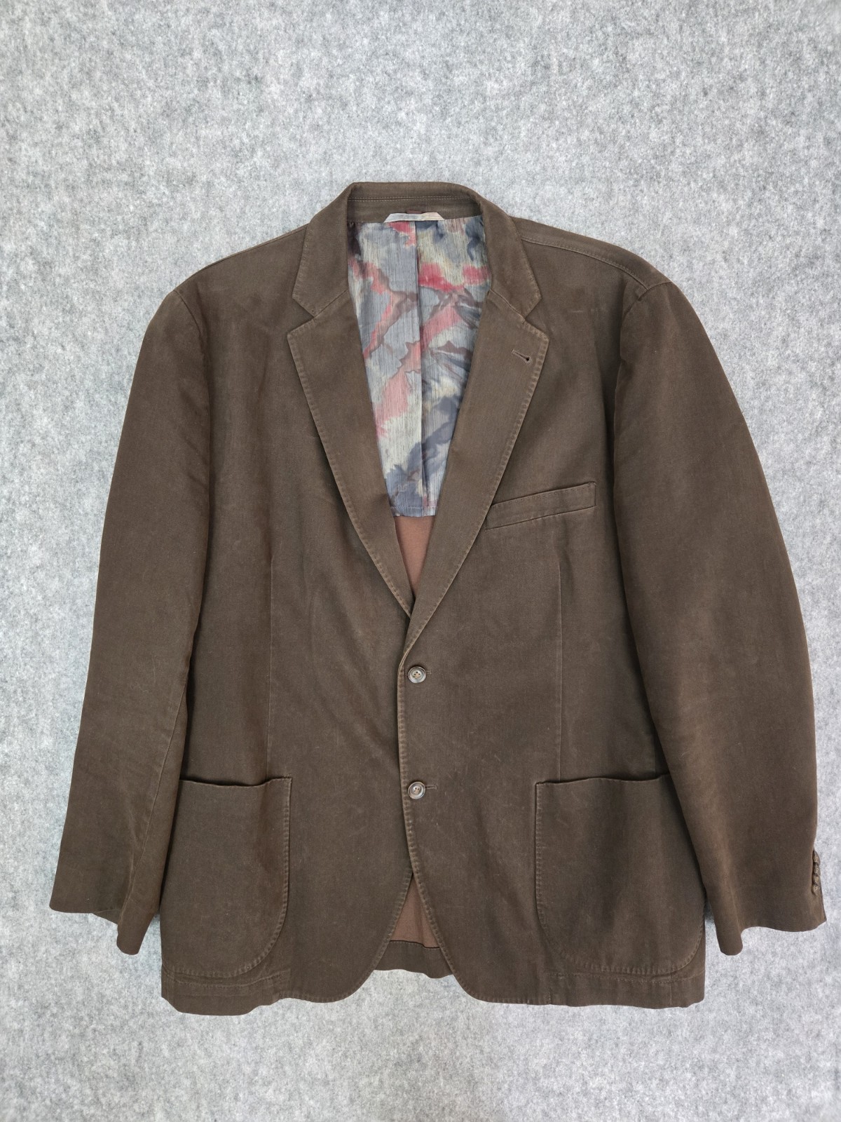 Kroon Mens Sport Coat Navy Brown Cotton Elastane Bono Unstructured Blazer 46 L