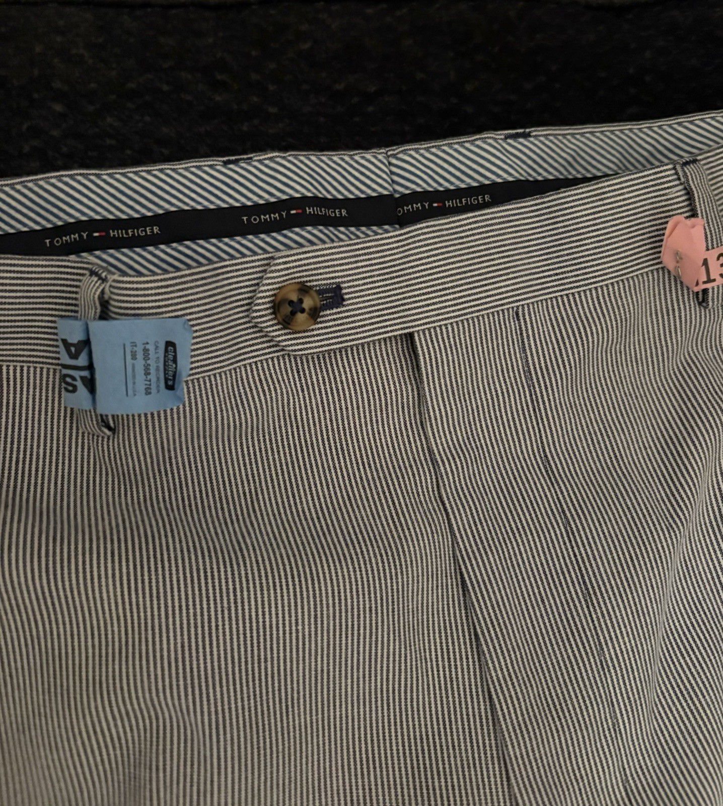 Tommy Hilfiger Men’s Blue/White Striped Seersucker Chino Pants 36 Slim