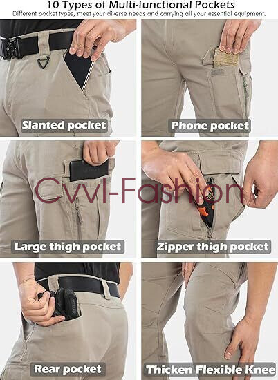 Tactical Mens Cargo Pants Waterproof Work Pants Outdoor Hiking Combat Trousers