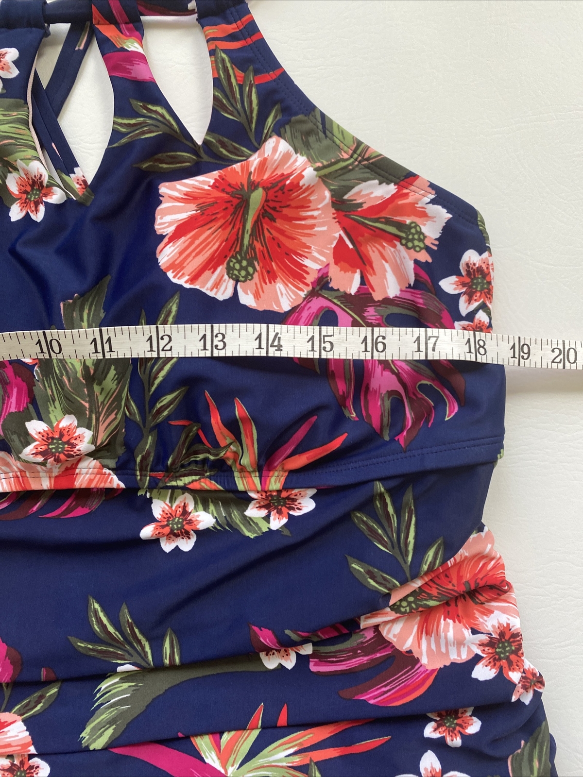 Kona Sol Womens Sz22W Swim Wear Racerback Built In Bra Wireless Adjustable Bands