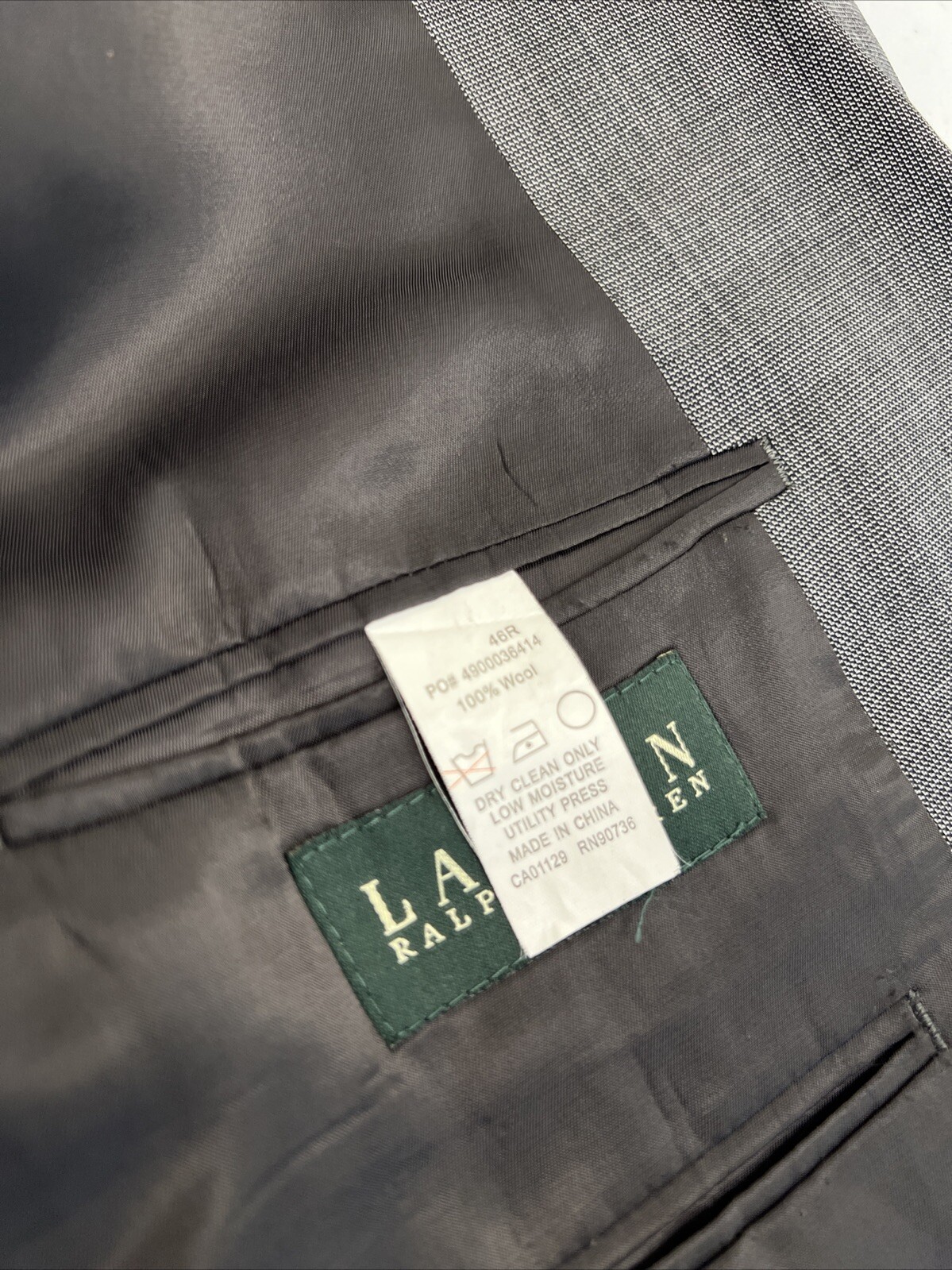 Lauren Ralph Lauren Men’s Gray 100% Wool Blazer 46R $595 Two Button
