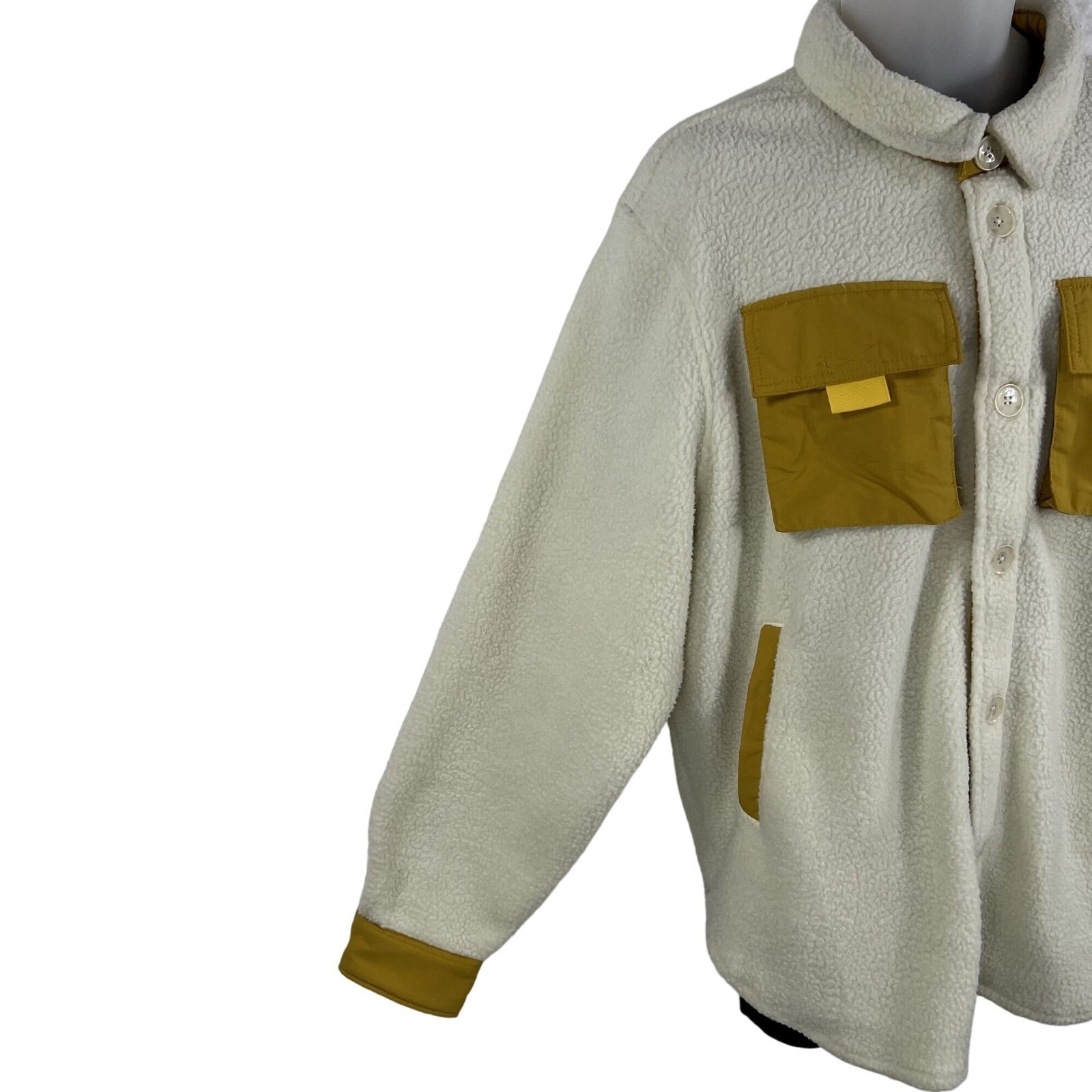 WESC NWT Sweden Sherpa Cargo Shacket Unisex XL / XXL Colorblock Overshirt Jacket