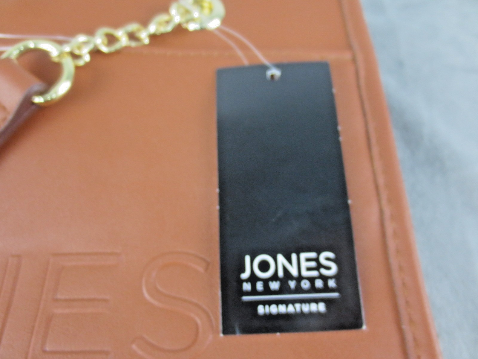 NWT JONES NEW YORK Abby Double Handle Gold Tan Brown Purse 13x12x3” Faux Leather