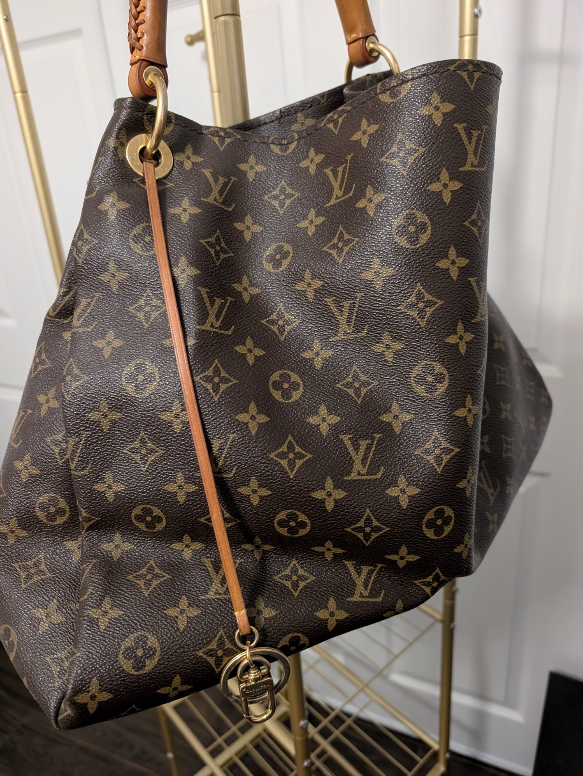 Louis Vuitton Monogram Large Shoulder Bag Brown Braided Handle Detachable Strap