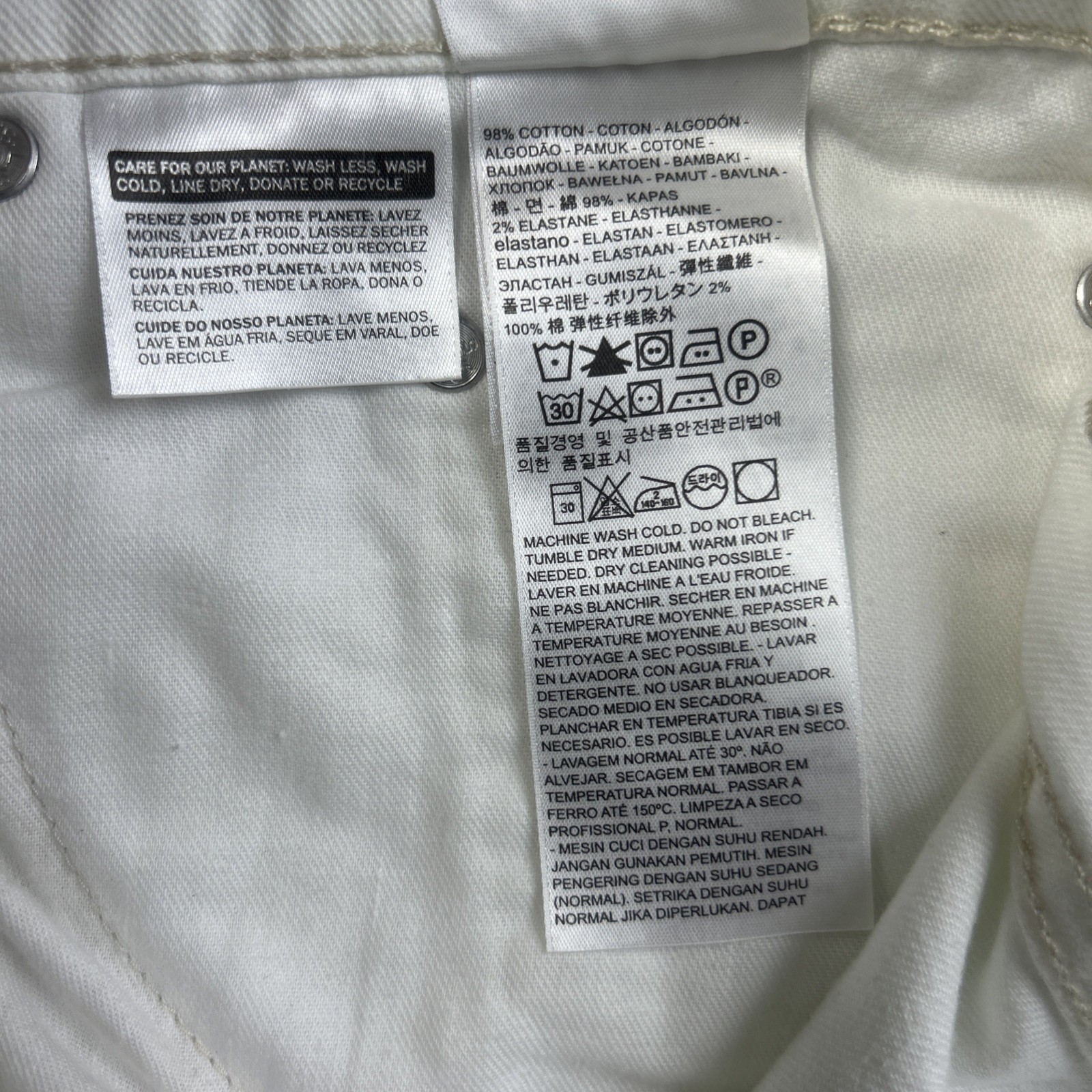 Levi’s Shorts 569 Mens Size 40 White Cotton Casual Zip