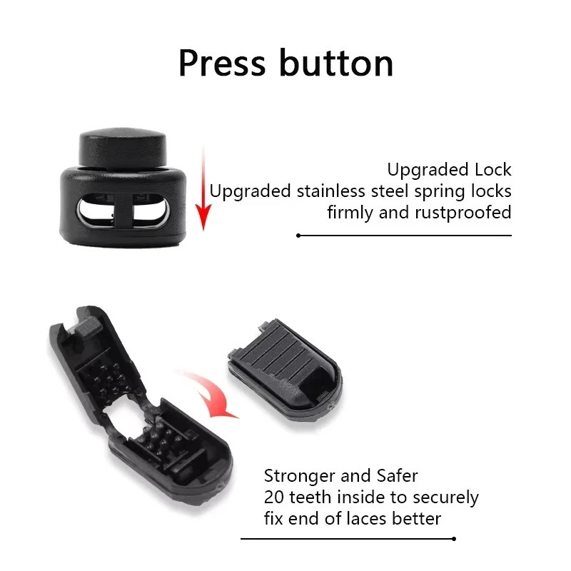 No Tie Elastic Shoelaces Lock Laces Shoe Strings Sports w/ Locking Toggle