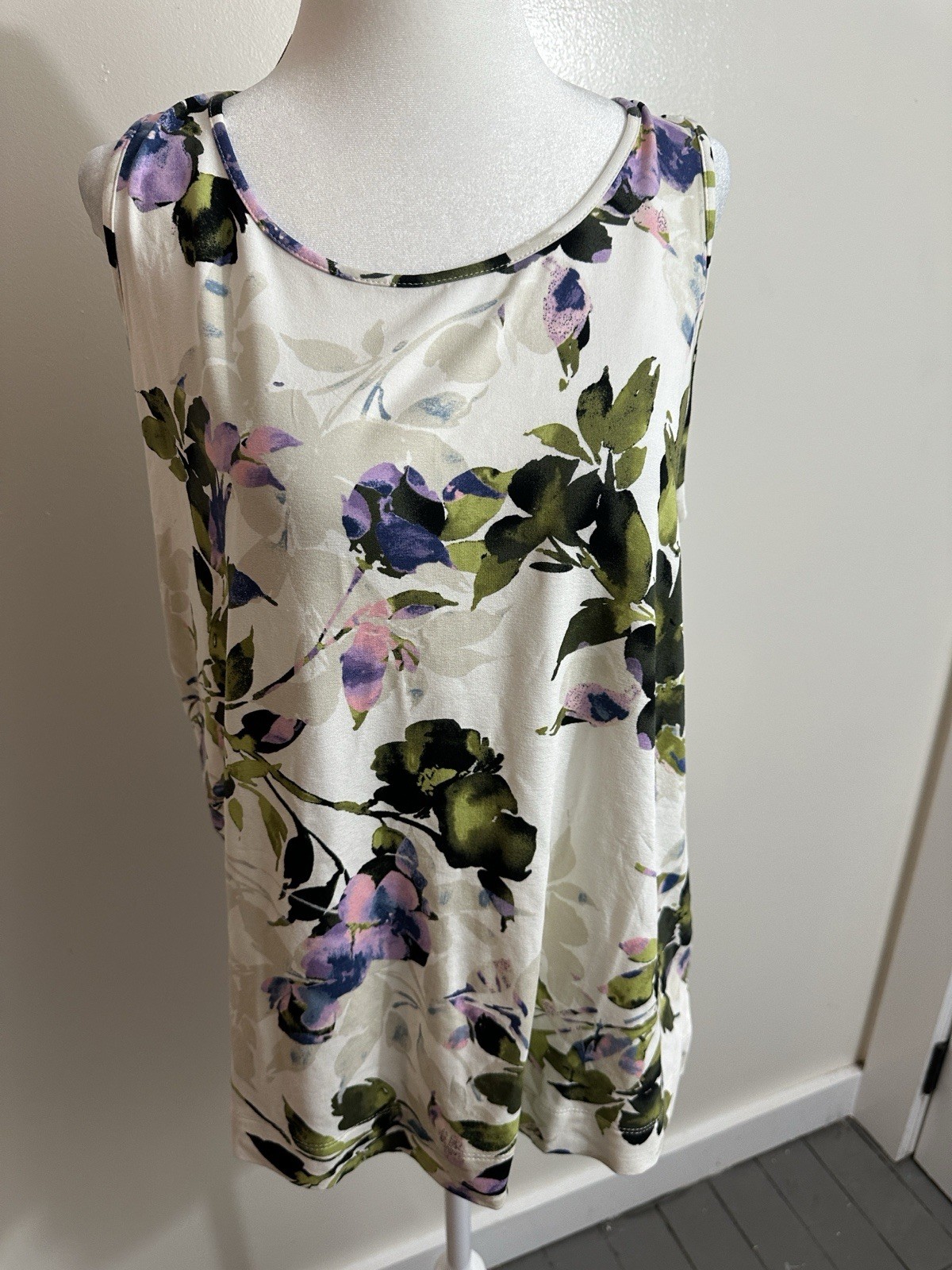 J. Jill Women’s Floral Woven Rayon Scoop Neck Sleeveless Blouse, M