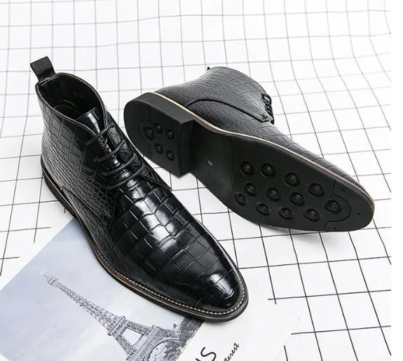 Alligator Pattern Men’s Derby Shoes Business Ankle Boots Chukka Formal Britain