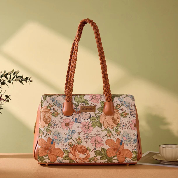 Wrangler Floral Print Braided Satchel Bag