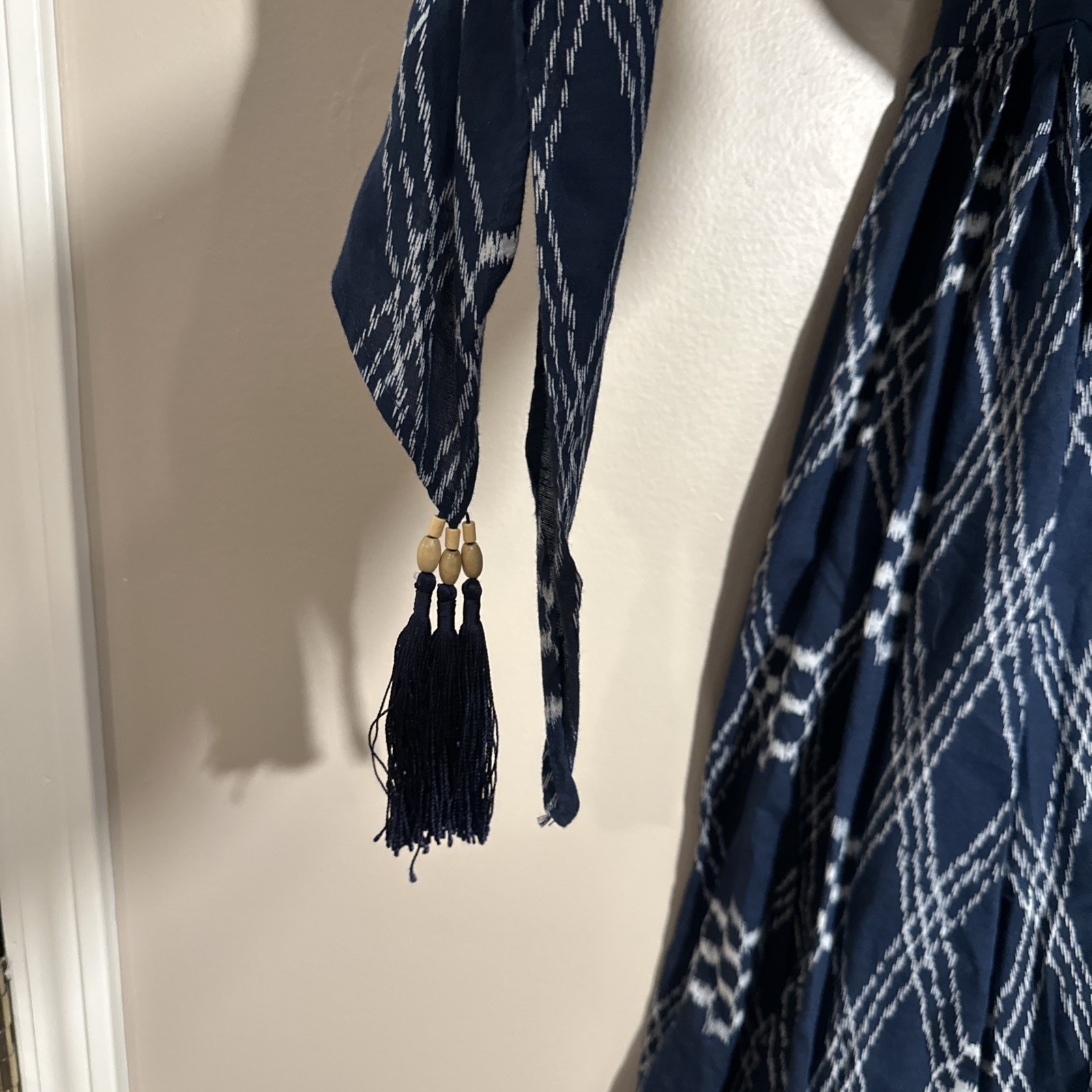 Soft Surroundings Batik Tassel Flowy Boho Maxi Skirt Blue White Tall Medium NWT