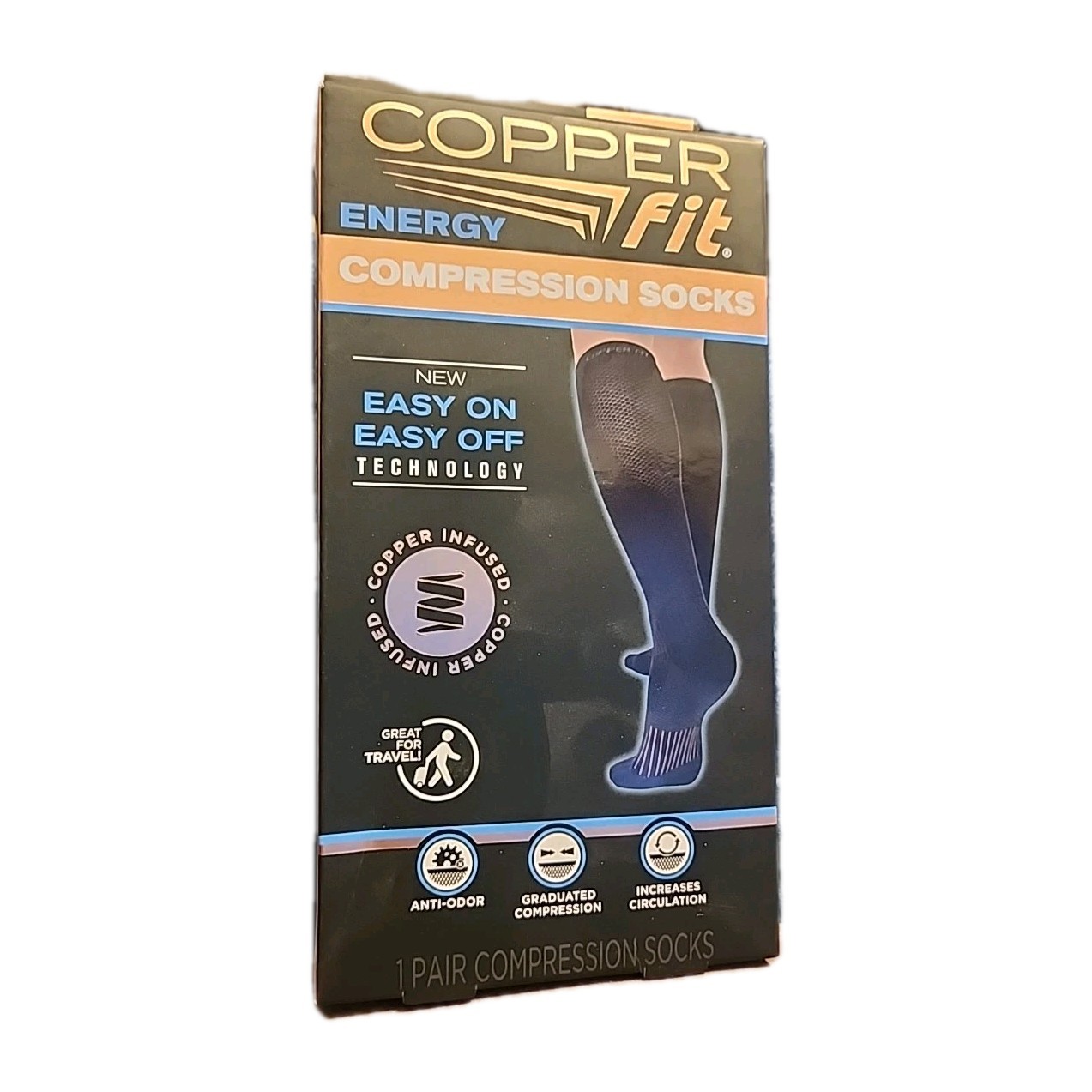 NWB. Copper Fit Energy Compression Socks Large and XL, Men and Women.