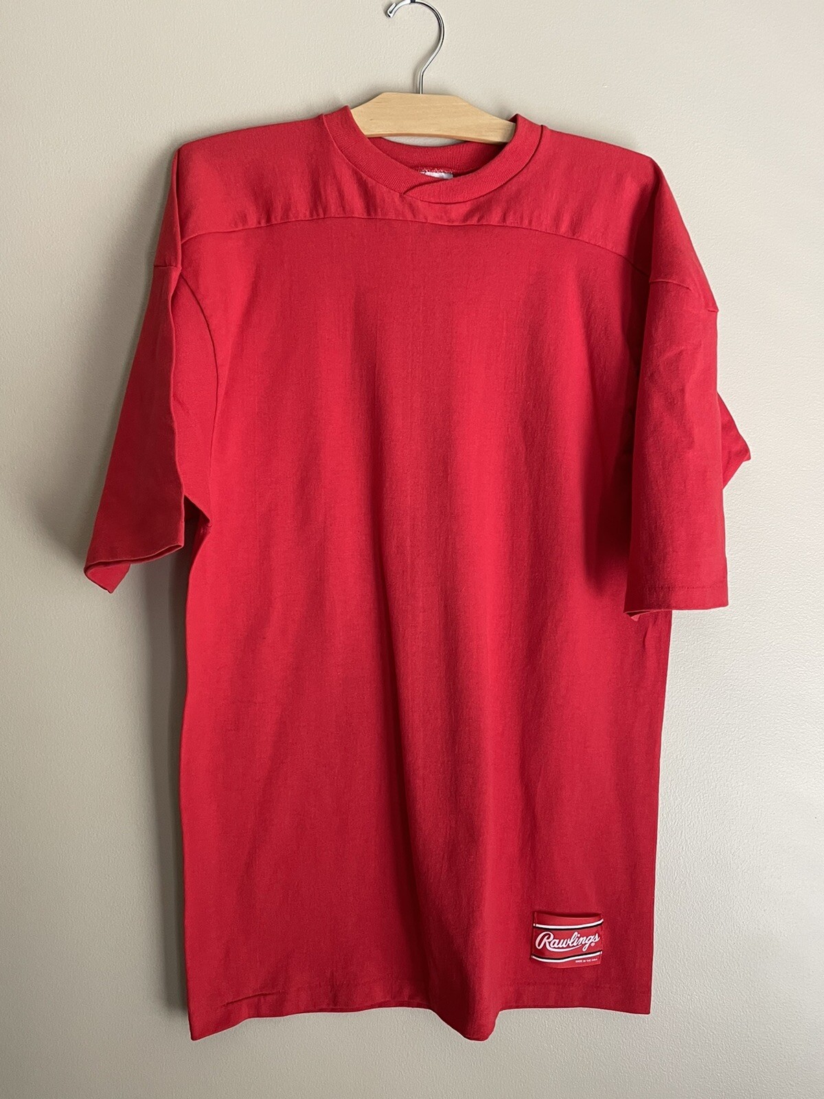 Vintage Rawlings Mens T Shirt Red Single Stitch VINTAGE Made in USA XL 0324
