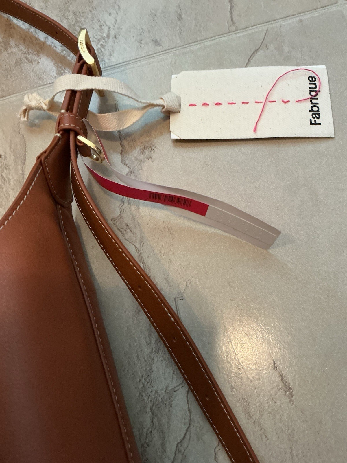 Nwt $488 Fabrique Brown Nappa Leather Duomo Double Buckle Strap Medium Hobo Bag