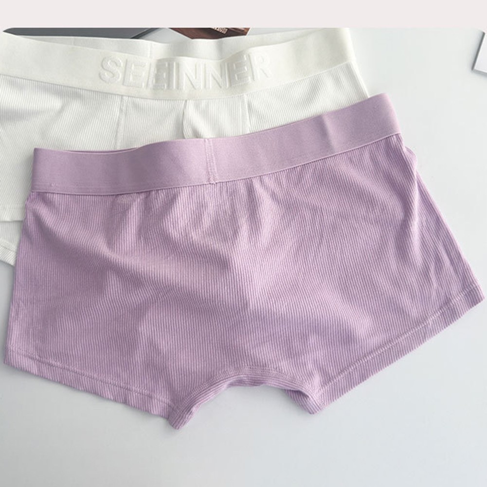 Daily Wear Men Boxer Briefs U Pouch Underwear Ribbed Design Breathable Fabric