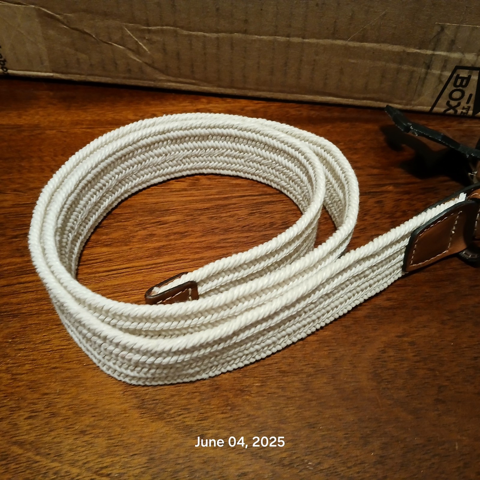 The Mens Store At Bloomingdales Stretch Braided Belt White, Sz 30, Cowhide.