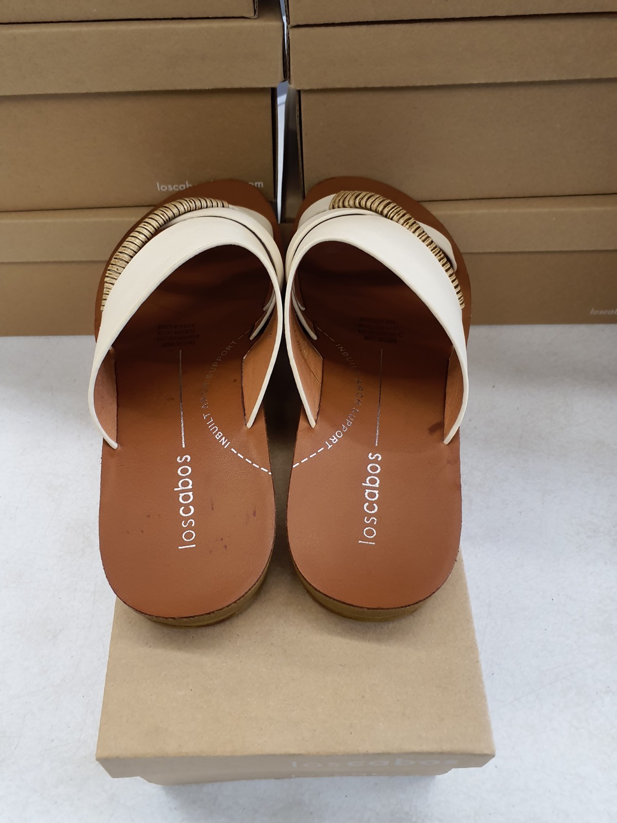 Los Cabos Bride Bone Sandal Women’s EU 38 39 White Brown L2306-126