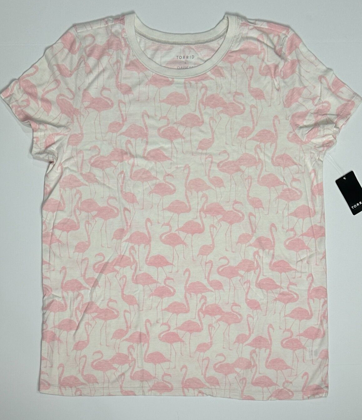 NWT TORRID Womens Plus Size 3 3X 22-24 Flamingo Classic Fit Crew Tee T Shirt Top