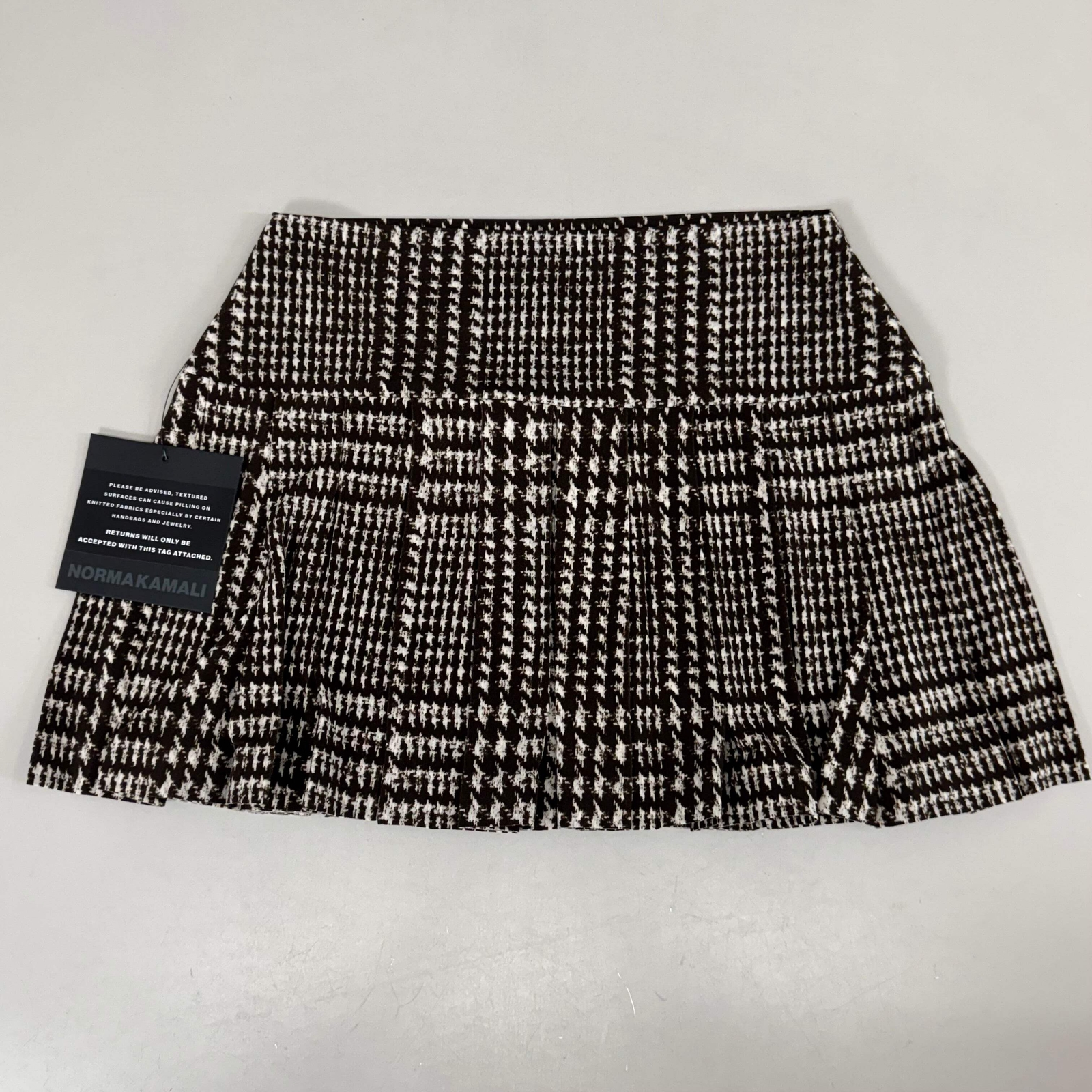 NORMA KAMALI Silky Jersey Pleated Micro Skirt Unlined Women’s Sz S/32 Chocolate