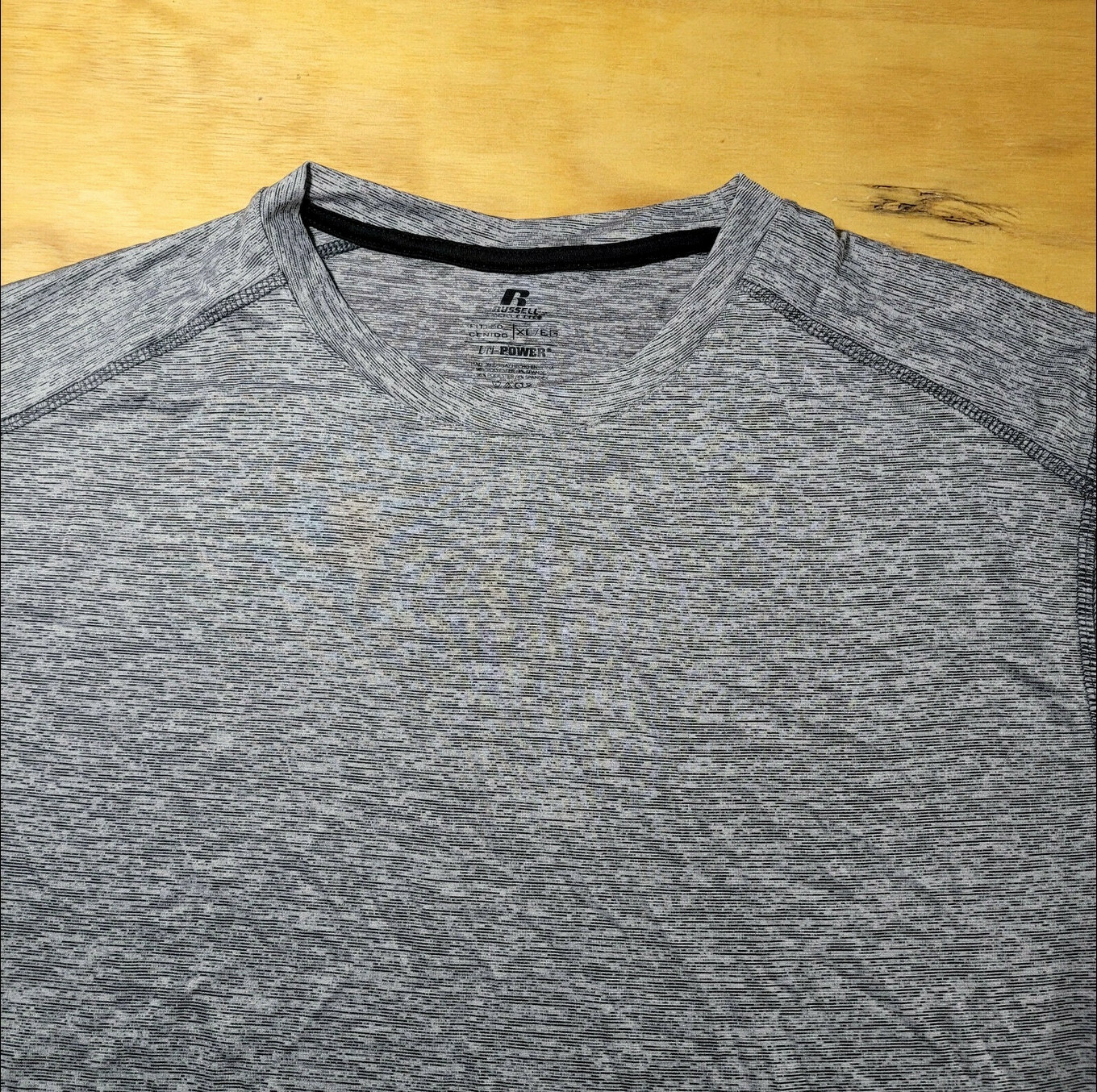 Russell Dri-Power 360 Fitted Men’s Size XL Concrete Gray Stretch Gym T-Shirt