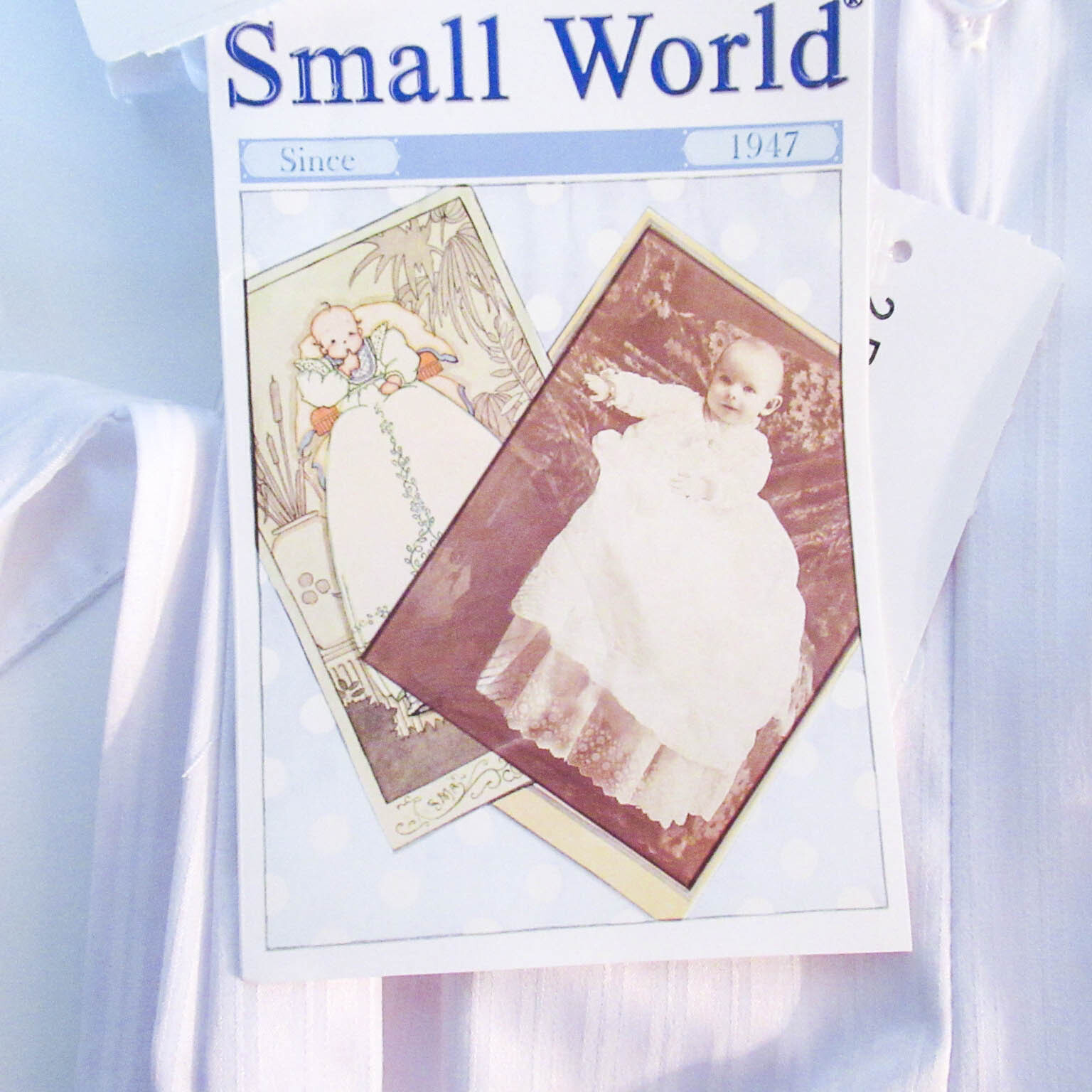 Small World Christening Baptism Dress Baby Size 0-3 Romper Shirt Collar White
