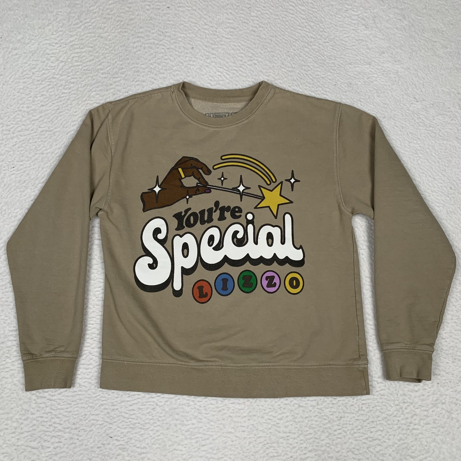 Lizzo You’re Special Crewneck Sweatshirt Womens Small Pullover Sasha Fluting Tan