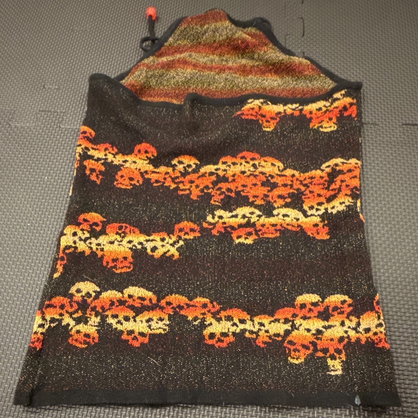 Vintage Hysteric Glamour Skull Pattern Knit Halter Top Black Orange Japan Y2K