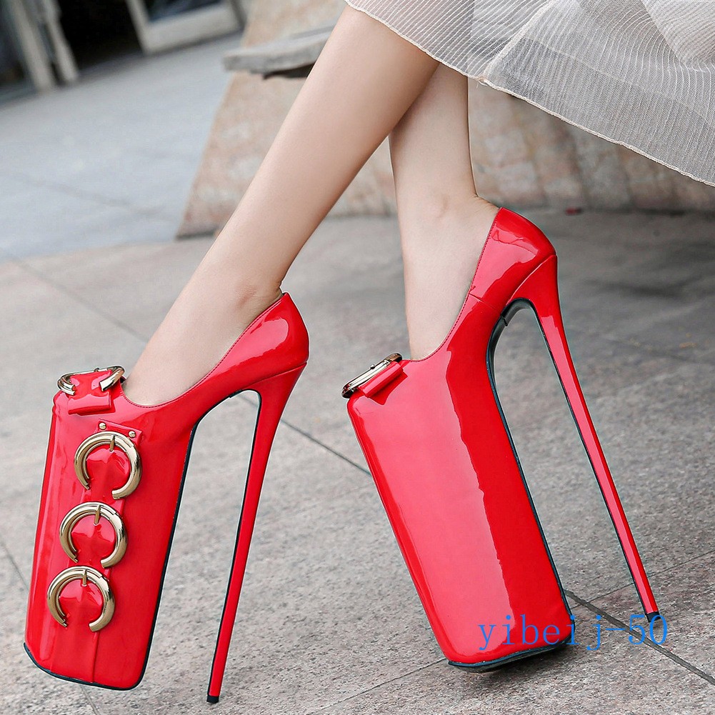 Womens Cosplay Performance Shiny Super High Heel Platform Crossdresser Shoes New