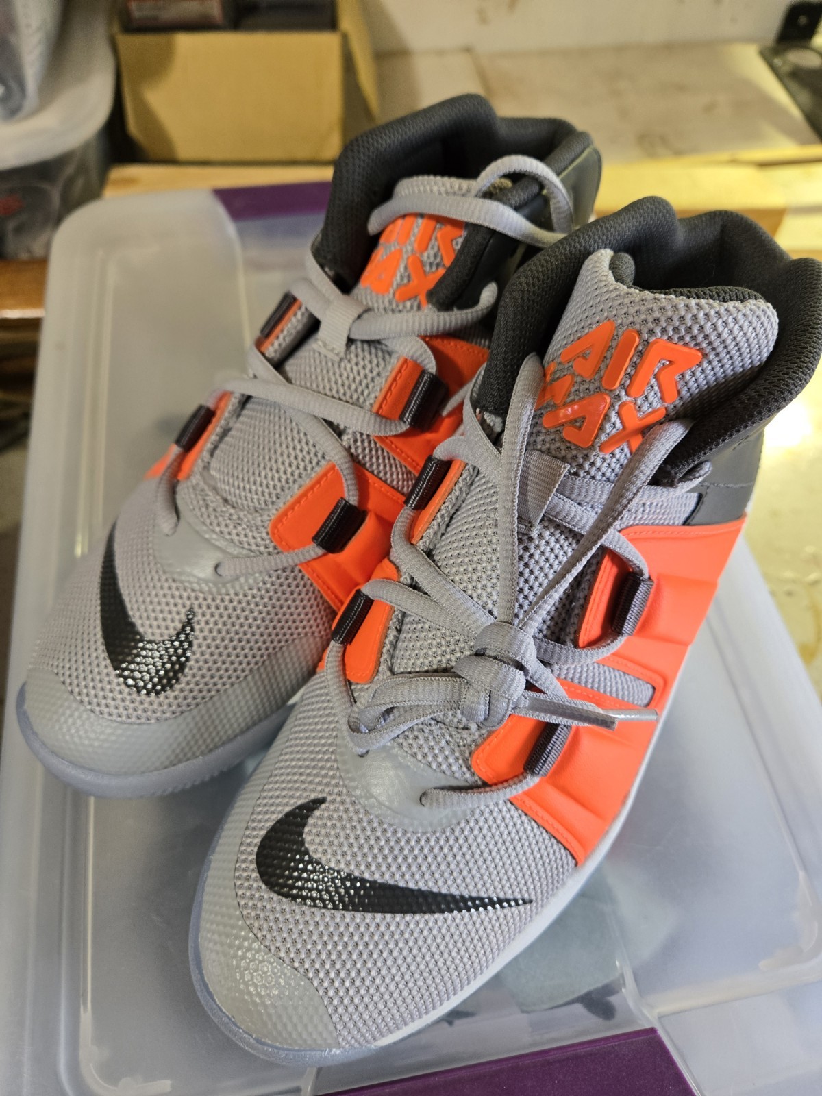 Nike Air Max (GS) Unisex Kids Athletic Sneakers 6Y Gray Orange Black CD7027-0
