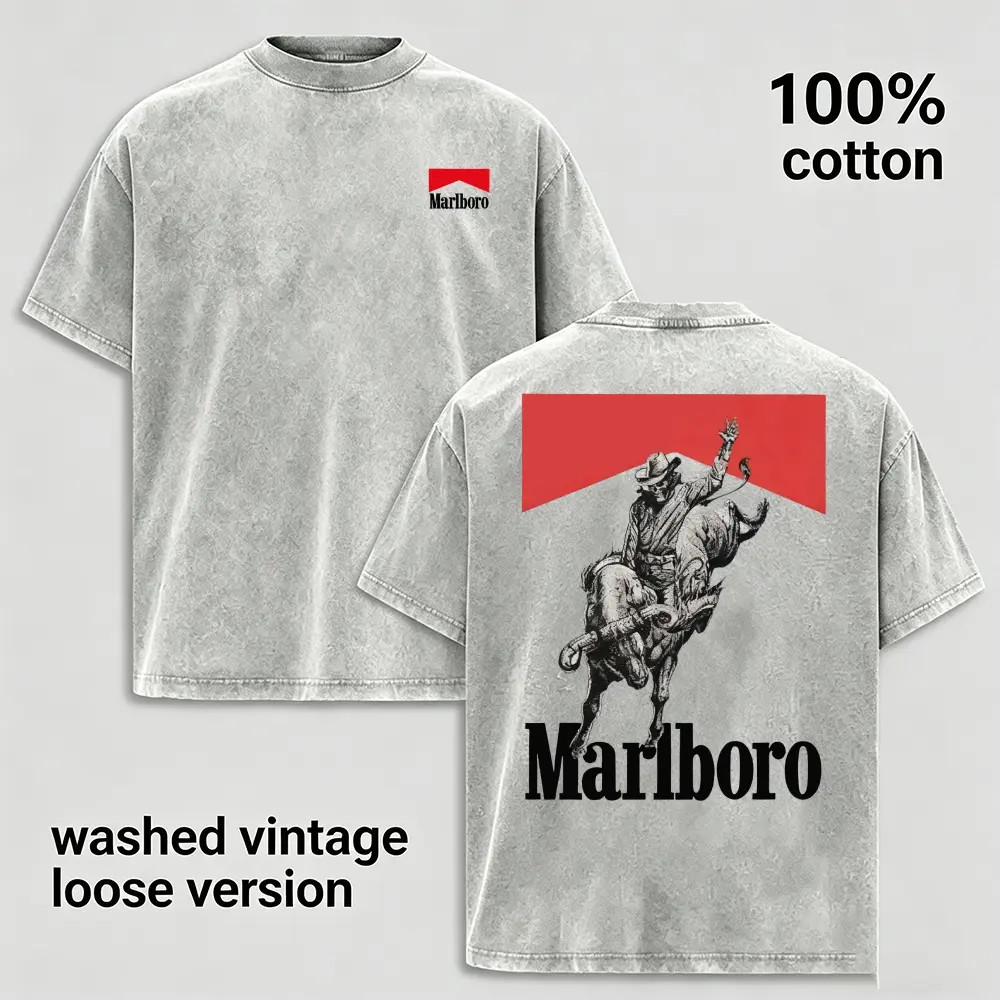 90s Rodeo Cowboy Skeleton Vintage Oversized Cotton Men T-shirt