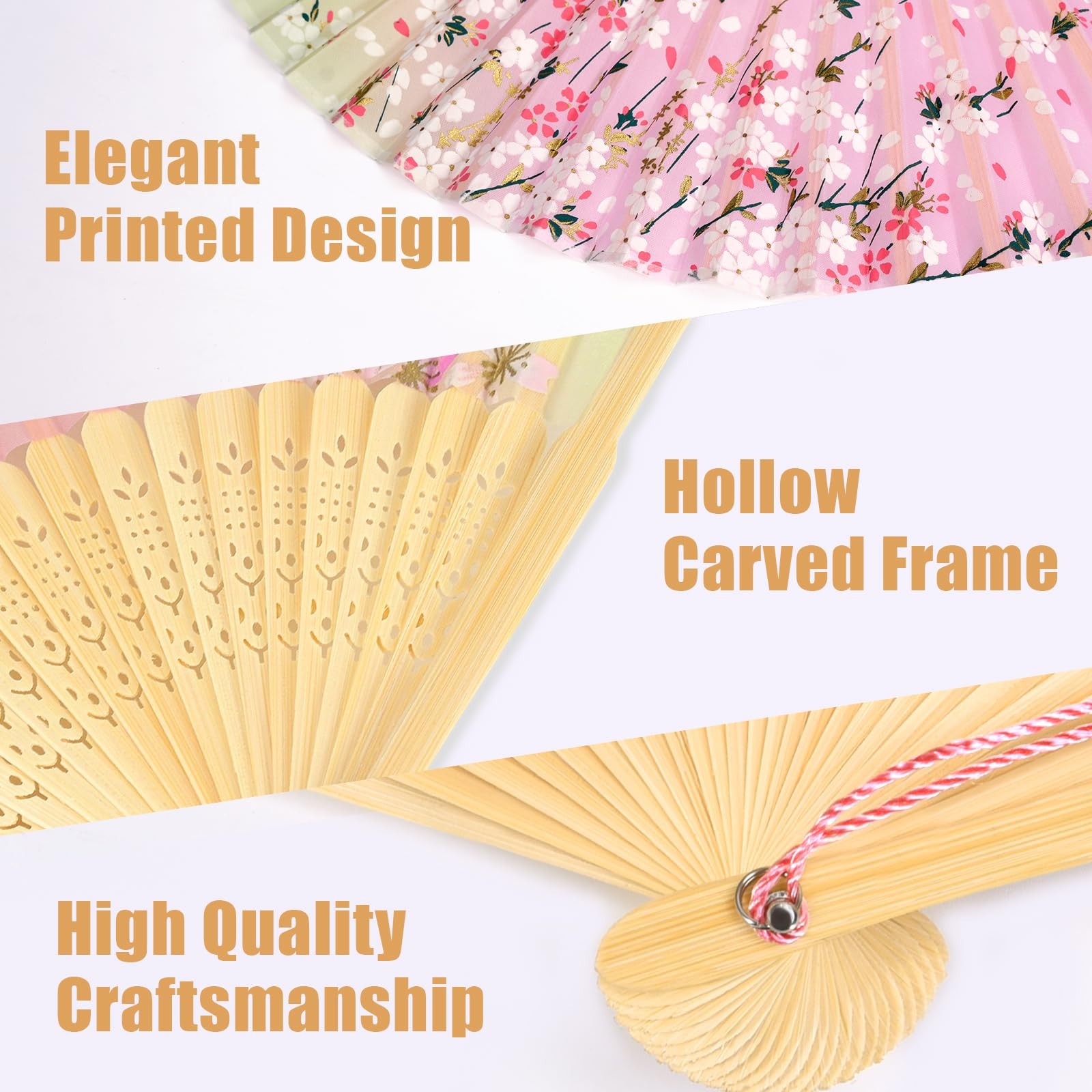 WEARXI Hand Held Fan, 4 PCS Fans for Women Foldable, 8.3″ 21cm, Type 3