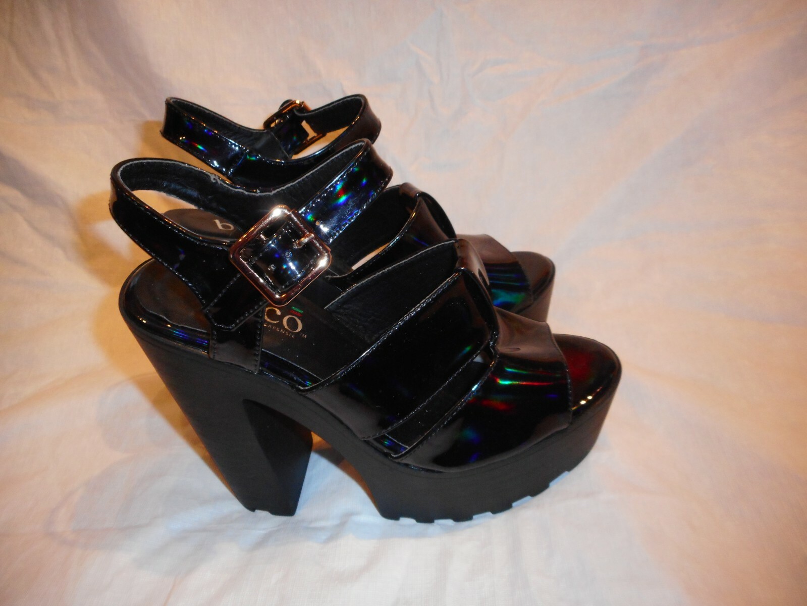 Bucco Capensis Black Man Made Materials Open Toe High Heel US Size 8