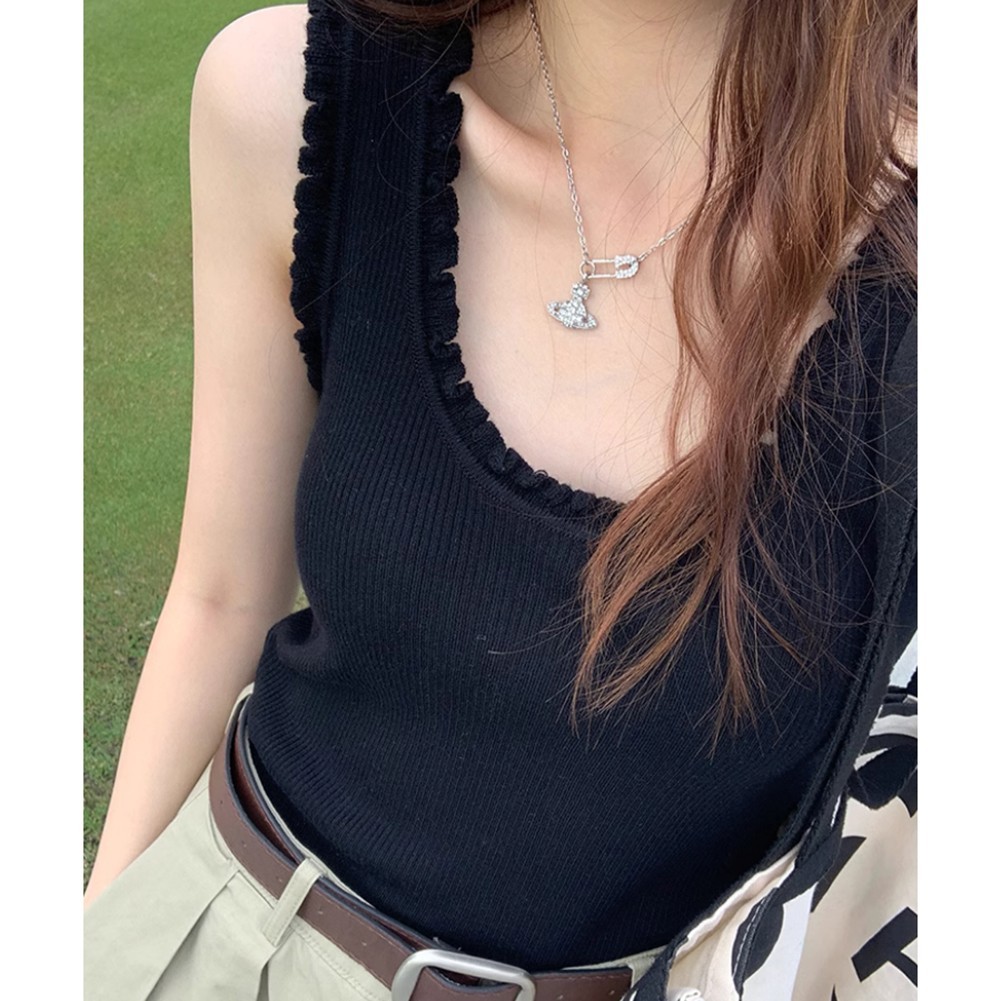 Women’s Regular Length Knitted Vest with Seamless Camisole Ideal for Daily Use