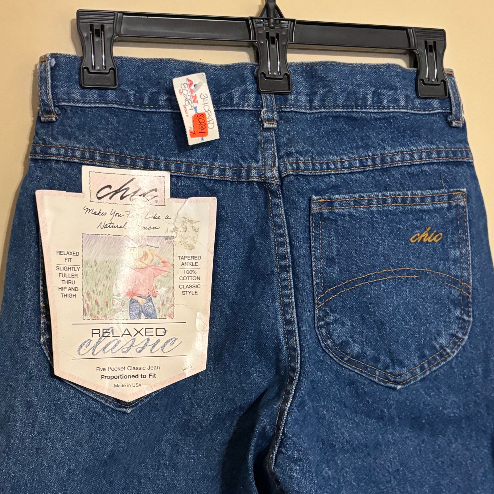 NOS Chic Relaxed Classic High Waisted Mom Jeans Blue Denim 100% Cotton Size 8P