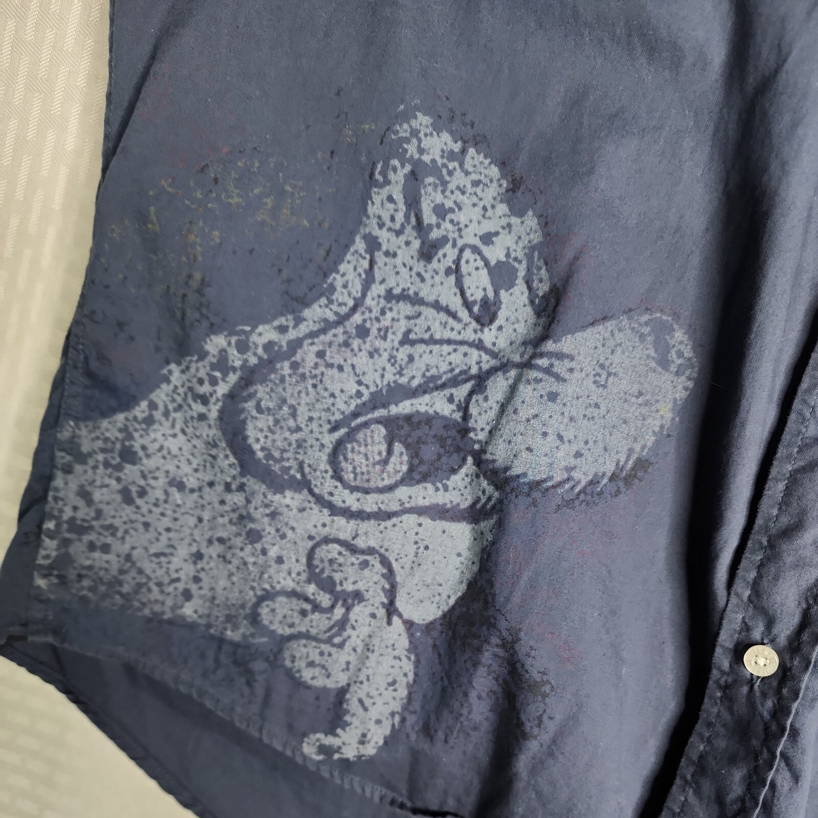 Disney Grumpy Button Up Shirt XL Blue Long Sleeve Grumpy Dwarf Snow White