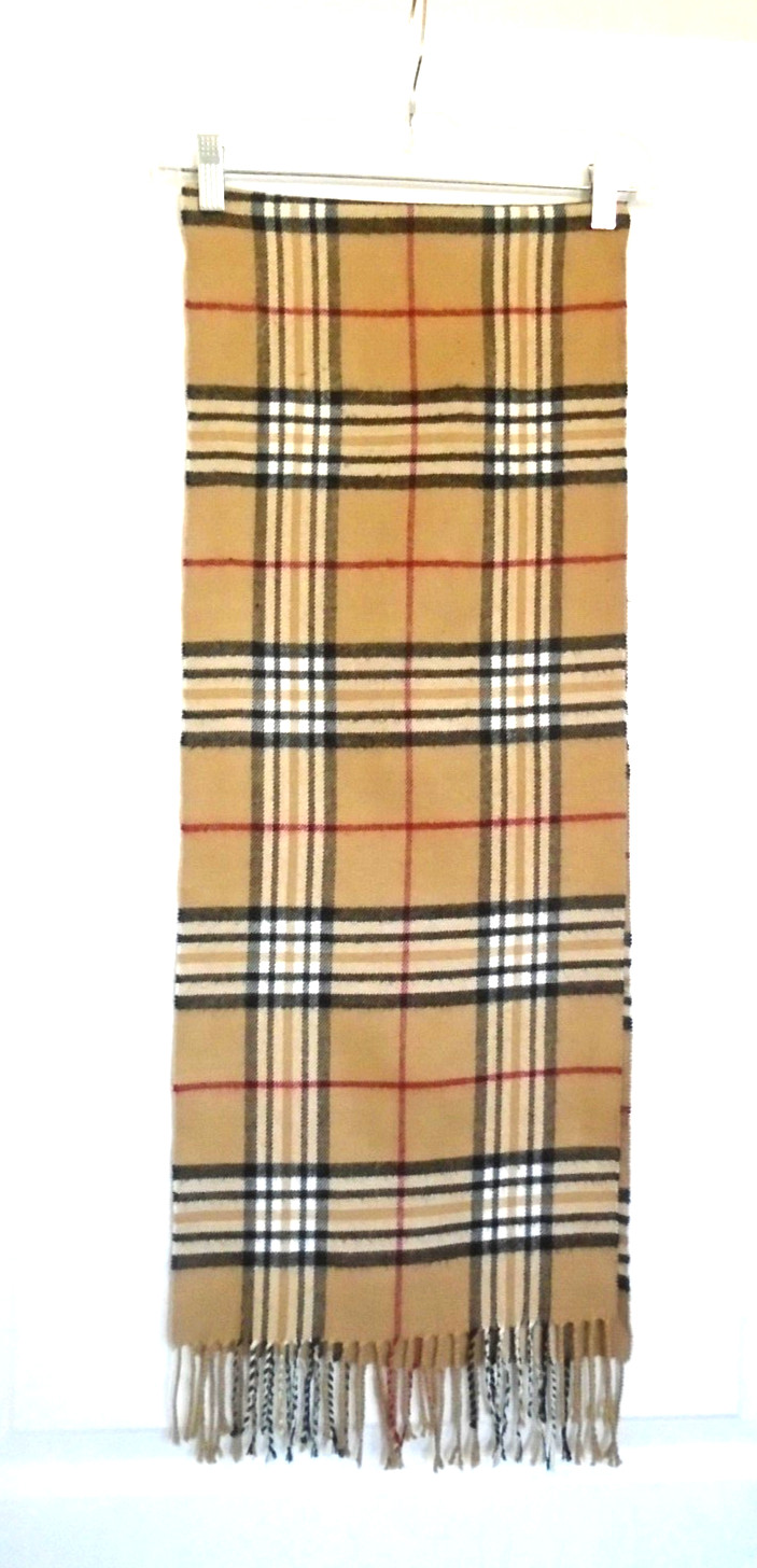 100% Cashmere Italy Design 12×70 Soft Brown & Other Colors Checker Plaids Scarf