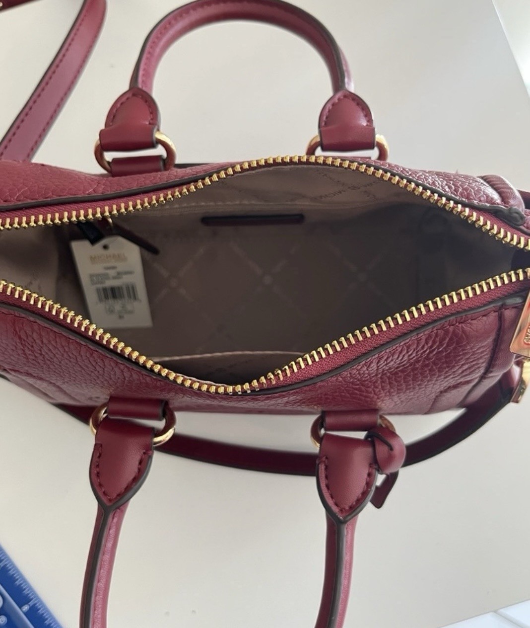 Michael Kors Carine Burgundy Small with Gold Hardware Crossbody Bag NWT