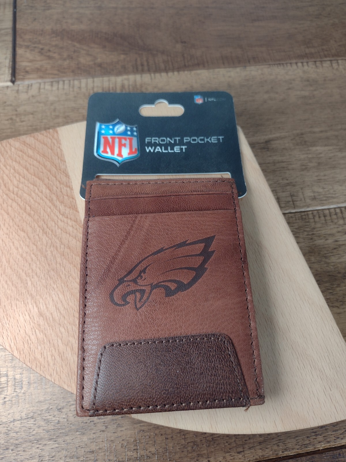 Philadelphia Eagles Men’s Leather Wallet – Brown Front Pocket Wallet – NFL Eagle