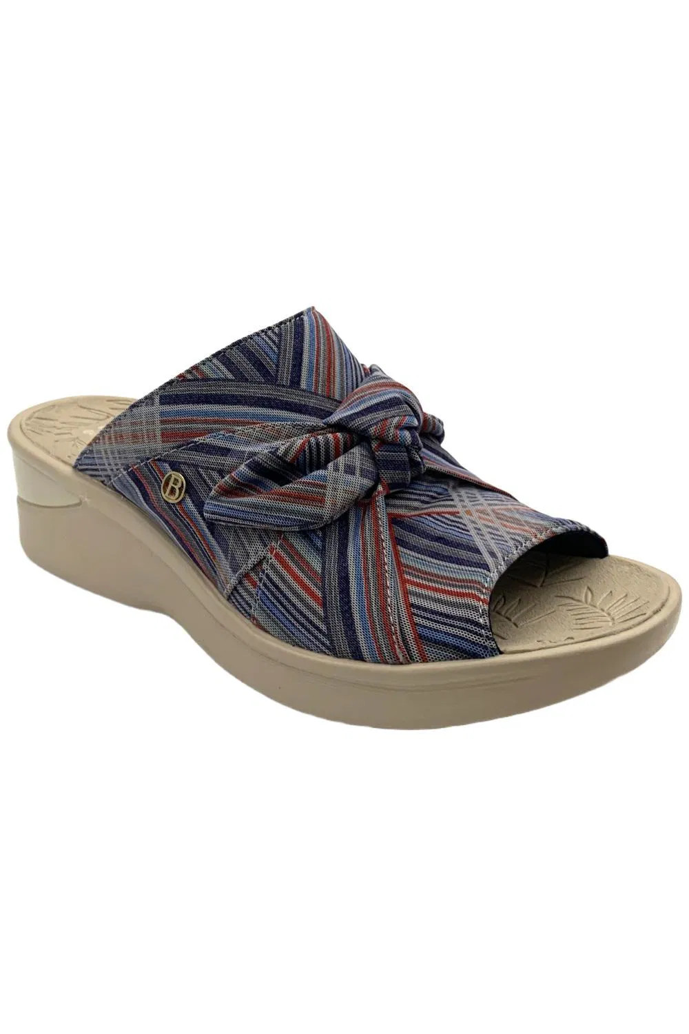 Bzees Womens Smile Wedge Sandal Vacation Stripe Multi
