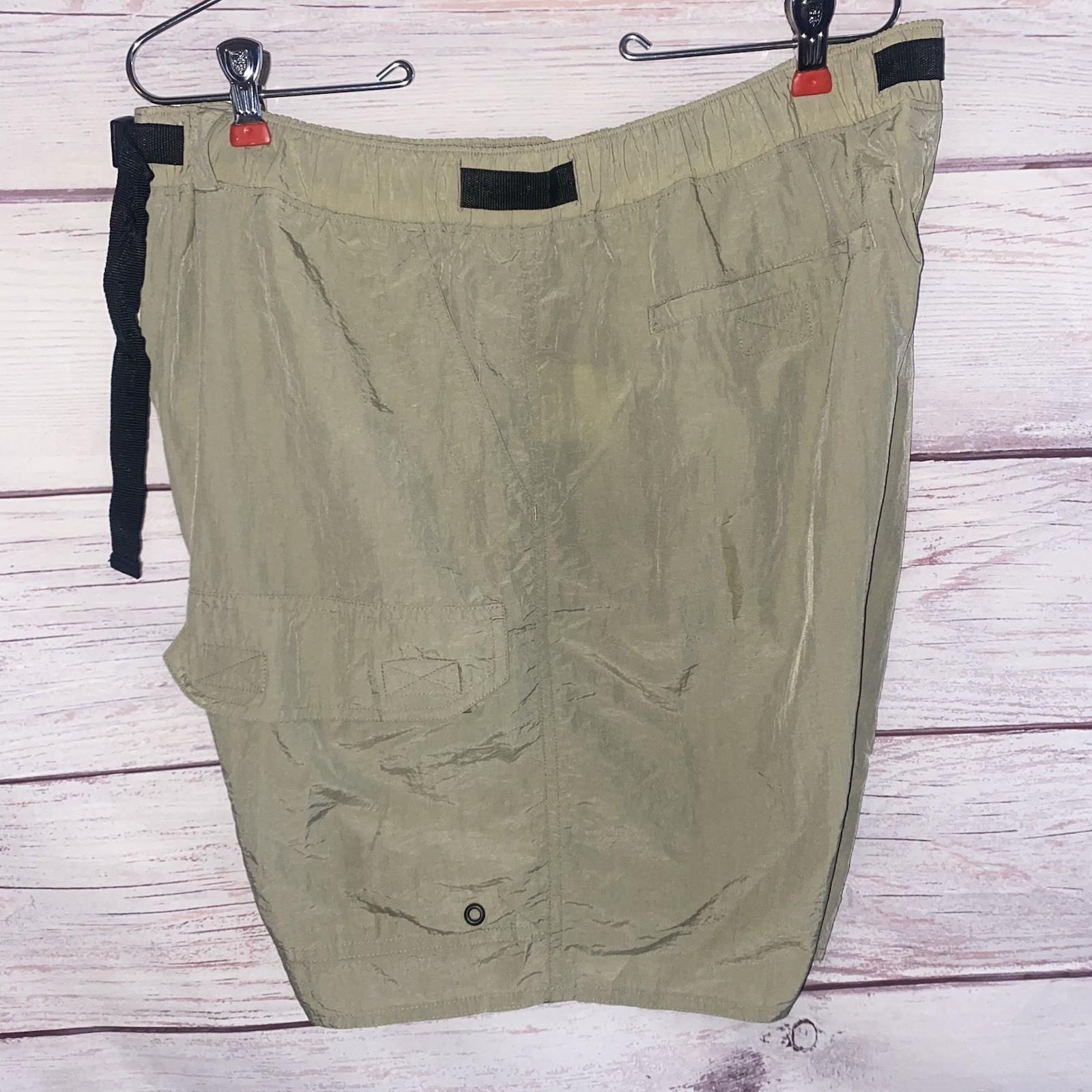 3 REI Mens Shorts L Light Green Tan Lt Tan Belted Hiking Outdoor A15