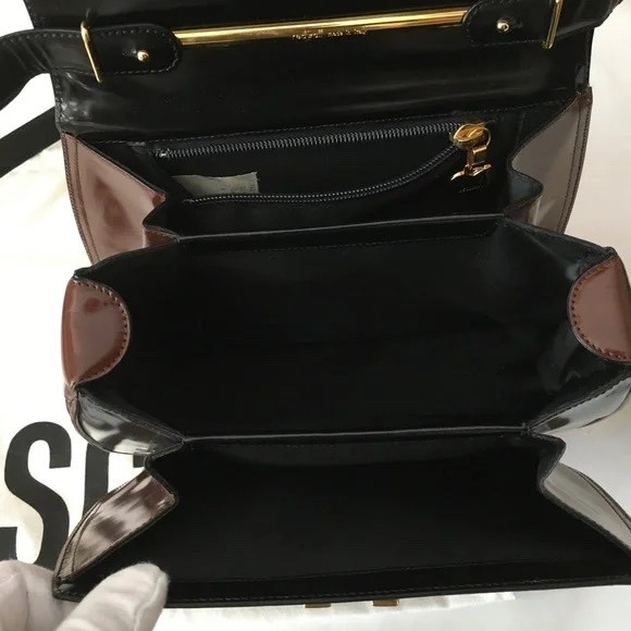 MOSCHINO Redwall Tricolor Polished Leather Bag Made in Italy