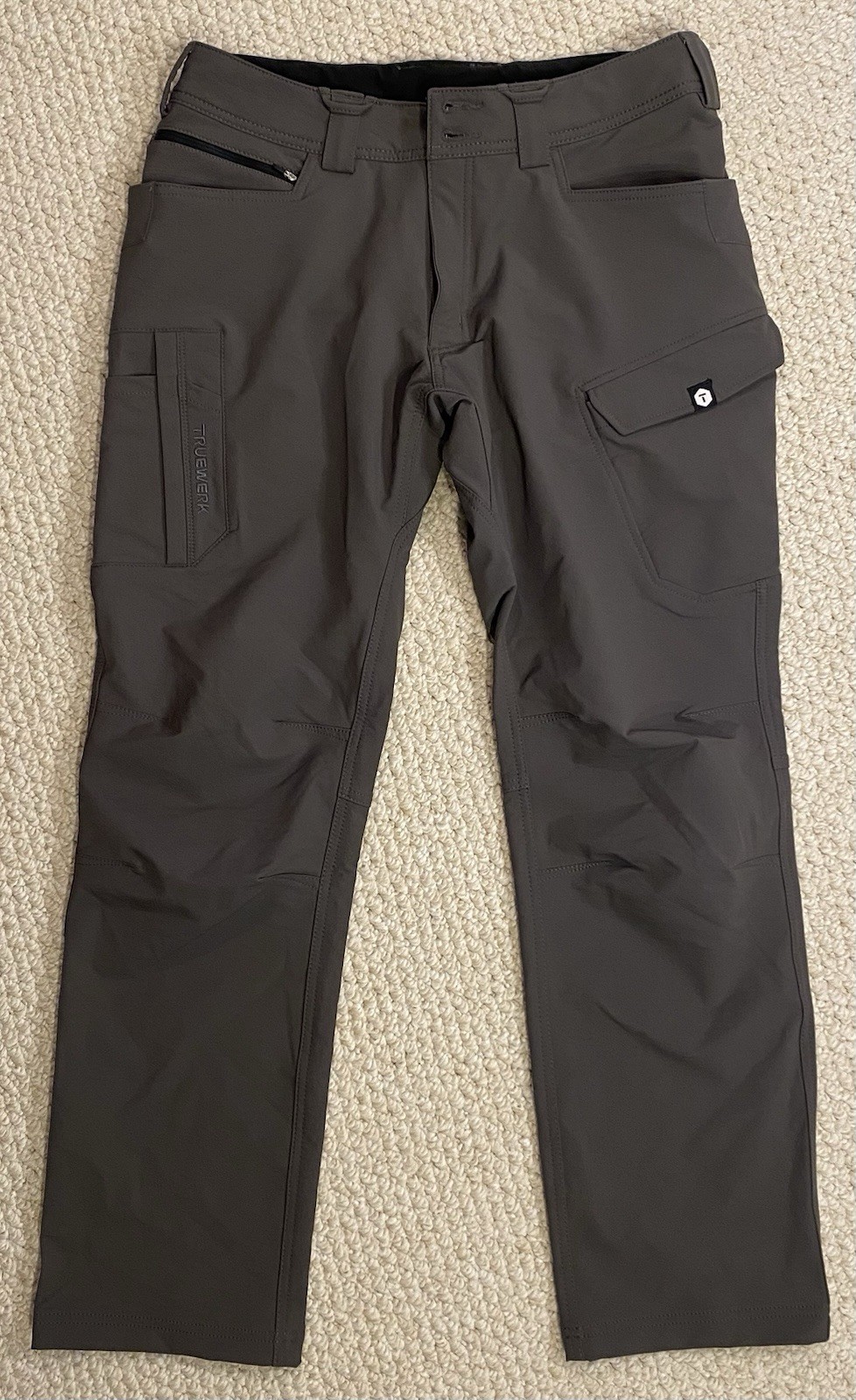 TRUEWERK T2 Werkpant Mens Pants 32 x 30 Dark Gray Zip Fly Softshell Performance