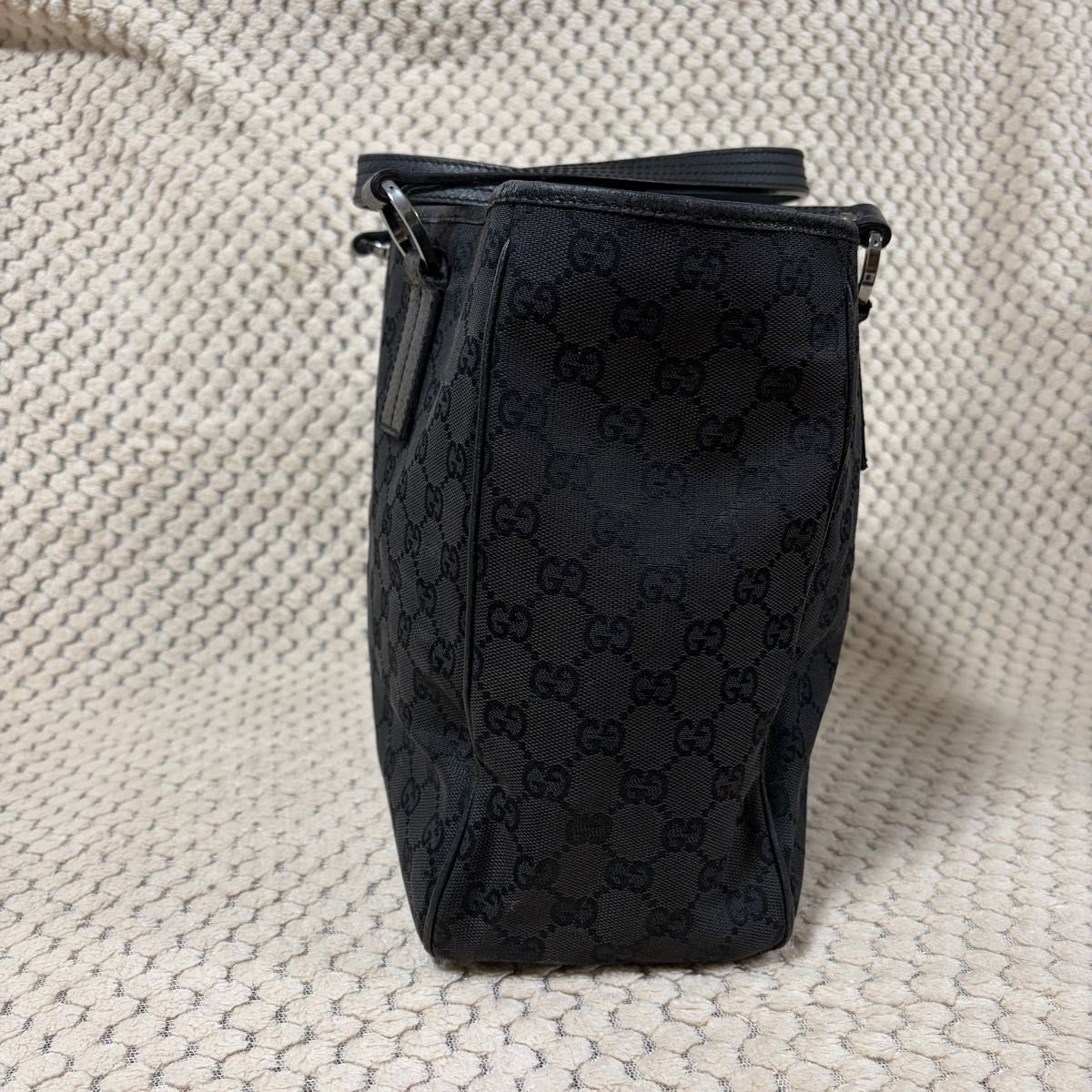 GUCCI GG Pattern Canvas Handbag Tote Bag Black