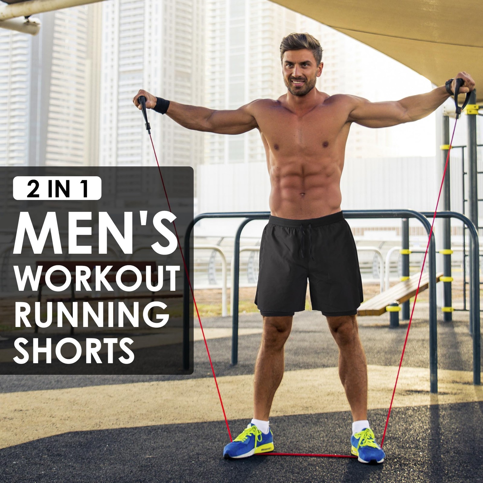Men’s 2 in 1 Running Shorts Workout Athletic Shorts Outdoor Sports with Liner…