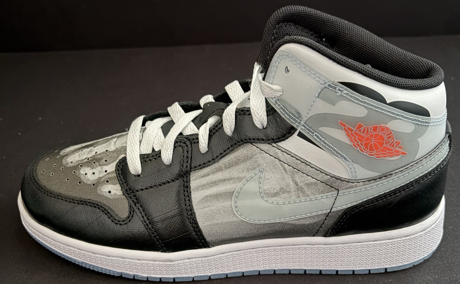 Nike Air Jordan 1 Mid SS GS X-Ray Black Ice Blue Sz 6.5y Women 8 New HF3210-001